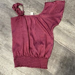 100% polyester plum colored blouse